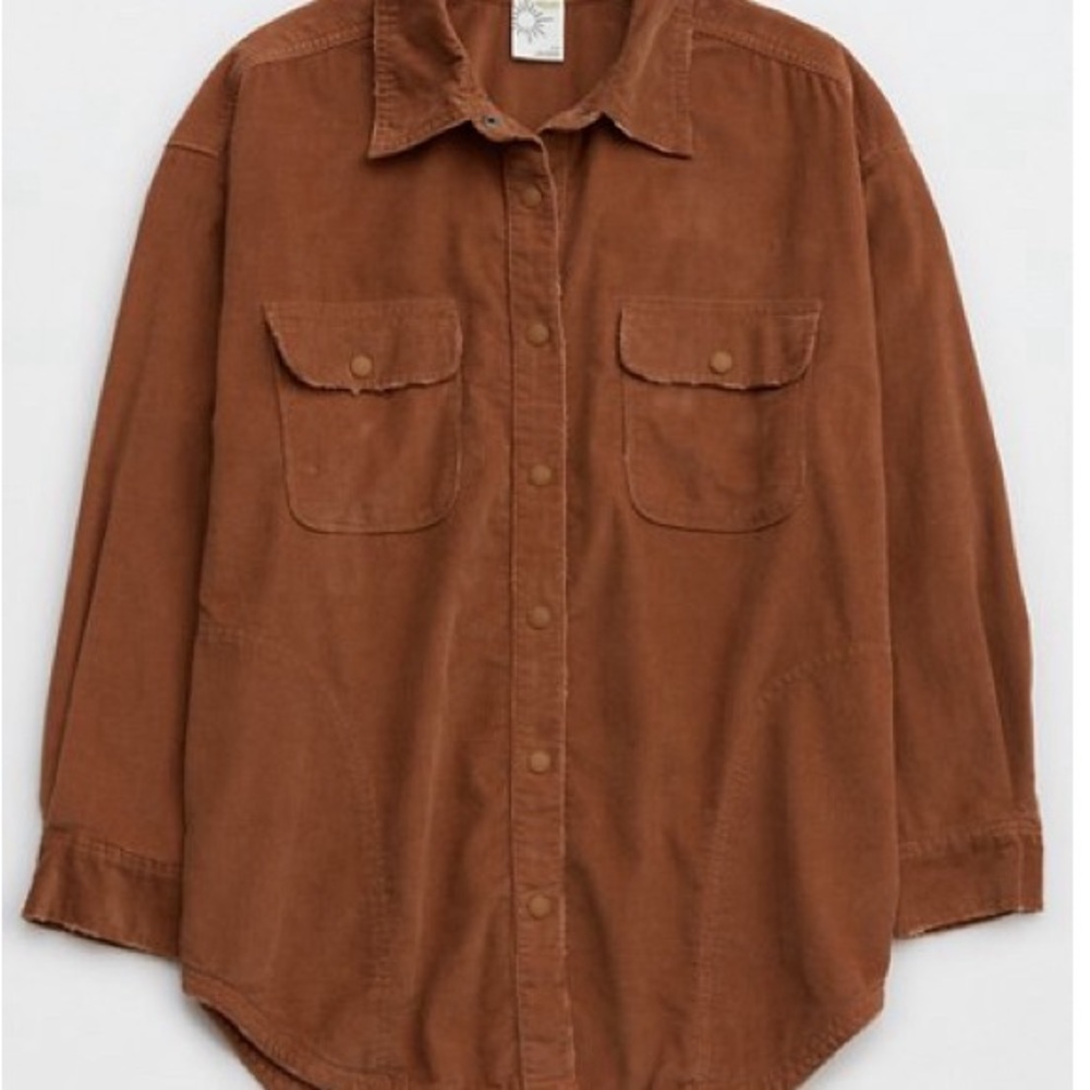 Offline by Aerie Rust Brown Corduroy Button-Down Shirt - Picture 4 of 5